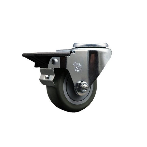 3'' Gray Poly Wheel Swivel Bolt Hole Caster with Posi Lock Brake